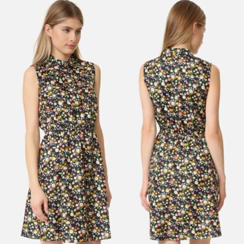 Tory Burch Womens Ryder 100% Silk Floral Print Black, Size 10 NWT $350